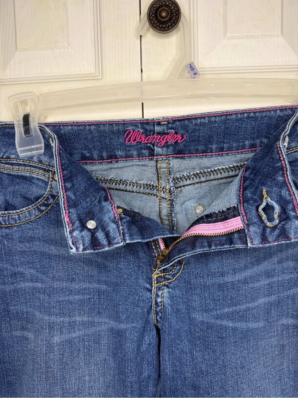 Wrangler Women's Denim Boot Cut Jeans with Pink Stitching